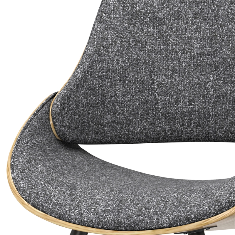 Malden Modern Bentwood Dining Chair with LightWood in Gray Polyester linen