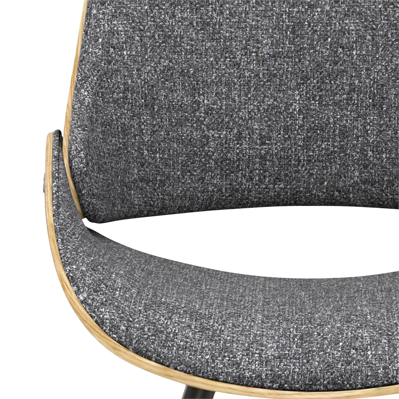 Malden Modern Bentwood Dining Chair with LightWood in Gray Polyester linen