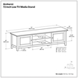 Amherst 72 inch Wide Solid Wood Transitional Low TV Stand in Hickory Brown