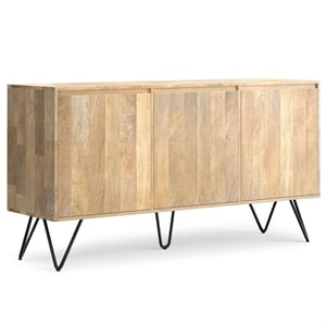 Hunter SOLID WOOD and Iron 60x18&quotRectangle 3 Door Sideboard Buffet in Natural