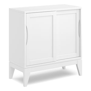 Simpli Home Harper 30&quot Wide Solid Hardwood Modern Low Storage Cabinet in White