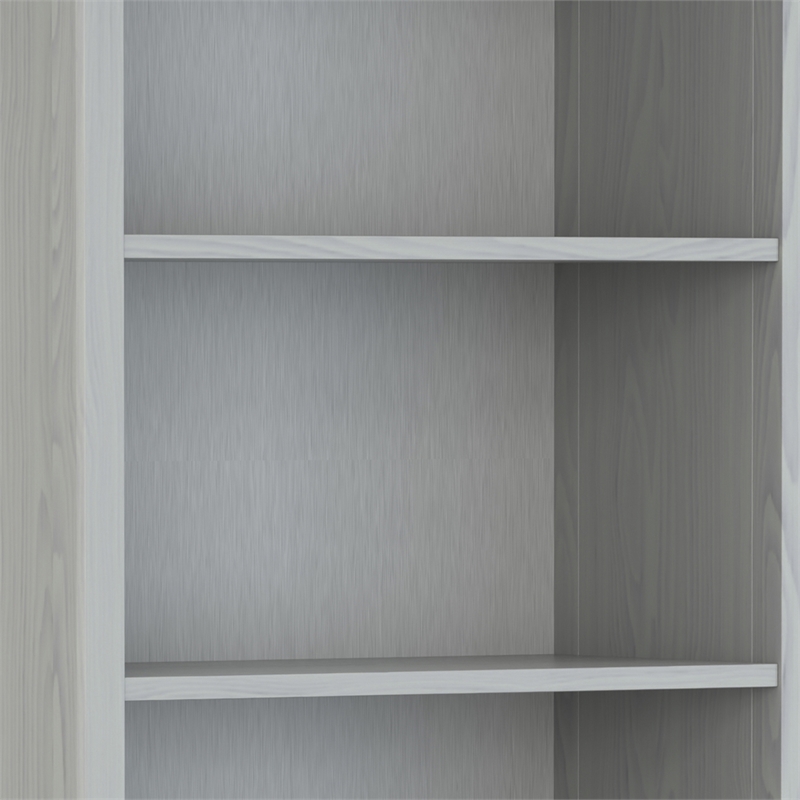 Amherst 30 inch Wide Solid Wood Transitional 5 Shelf Bookcase in Fog Gray