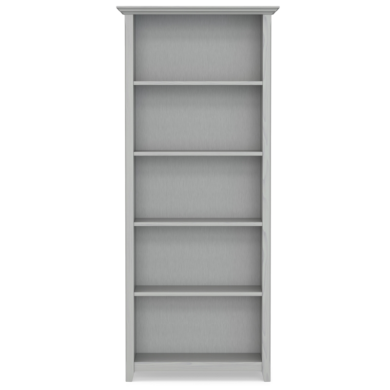Amherst 30 inch Wide Solid Wood Transitional 5 Shelf Bookcase in Fog Gray