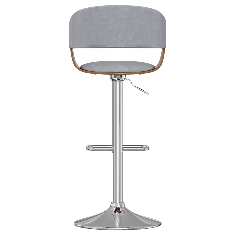 Lowell Modern Adjustable Swivel Bar Stool in Stone Gray Vegan Faux Leather