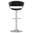 Sheldon Modern Adjustable Swivel Bar Stool in Black Vegan Faux Leather