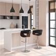 Sheldon Modern Adjustable Swivel Bar Stool in Black Vegan Faux Leather