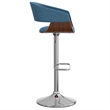 Lowell Mid Century Modern Adjustable Swivel Bar Stool in Blue Linen Look Fabric