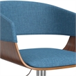 Lowell Mid Century Modern Adjustable Swivel Bar Stool in Blue Linen Look Fabric