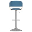 Lowell Mid Century Modern Adjustable Swivel Bar Stool in Blue Linen Look Fabric