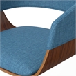 Lowell Mid Century Modern Adjustable Swivel Bar Stool in Blue Linen Look Fabric
