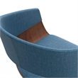 Lowell Mid Century Modern Adjustable Swivel Bar Stool in Blue Linen Look Fabric
