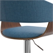 Lowell Mid Century Modern Adjustable Swivel Bar Stool in Blue Linen Look Fabric