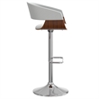 Lowell Mid Century Modern Adjustable Swivel Bar Stool in White Faux Leather