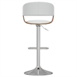Lowell Mid Century Modern Adjustable Swivel Bar Stool in White Faux Leather