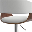 Lowell Mid Century Modern Adjustable Swivel Bar Stool in White Faux Leather