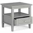 Simpli Home Warm Shaker Rectangle Transitional Solid Wood End Side Table in Gray