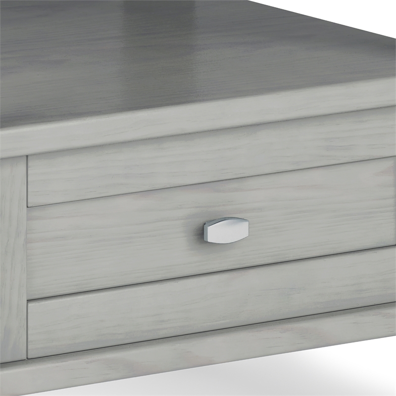 Simpli Home Warm Shaker Rectangle Transitional Solid Wood End Side Table in Gray
