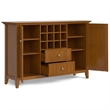 Simpli Home Bedford Transitional Solid Wood Sideboard & Wine Rack in Light Brown