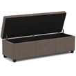 Simpli Home Avalon Contemporary Wood & Fabric Storage Ottoman Bench in Brown