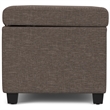 Simpli Home Avalon Contemporary Wood & Fabric Storage Ottoman Bench in Brown
