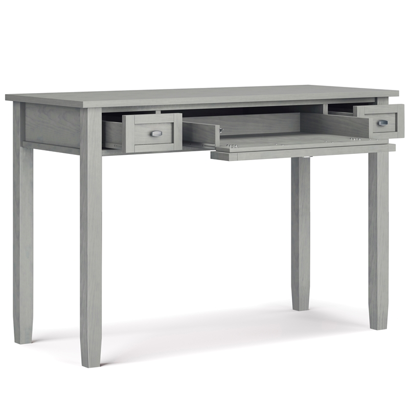 Simpli Home Warm Shaker Transitional Solid Wood Writing Office Desk in Fog Gray