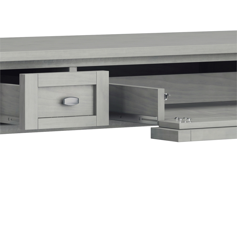 Simpli Home Warm Shaker Transitional Solid Wood Writing Office Desk in Fog Gray
