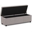 Simpli Home Avalon Contemporary Fabric & Wood Storage Ottoman Bench in Gray