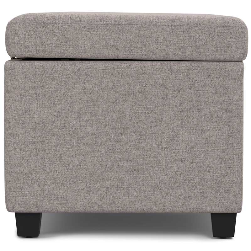 Simpli Home Avalon Contemporary Fabric & Wood Storage Ottoman Bench in Gray