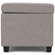 Simpli Home Avalon Contemporary Fabric & Wood Storage Ottoman Bench in Gray
