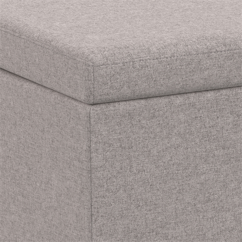 Simpli Home Avalon Contemporary Fabric & Wood Storage Ottoman Bench in Gray