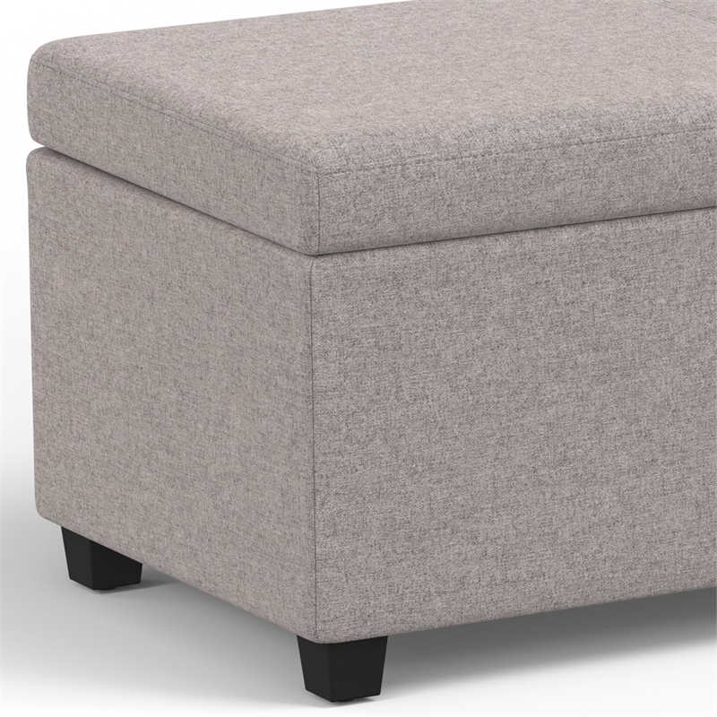 Simpli Home Avalon Contemporary Fabric & Wood Storage Ottoman Bench in Gray