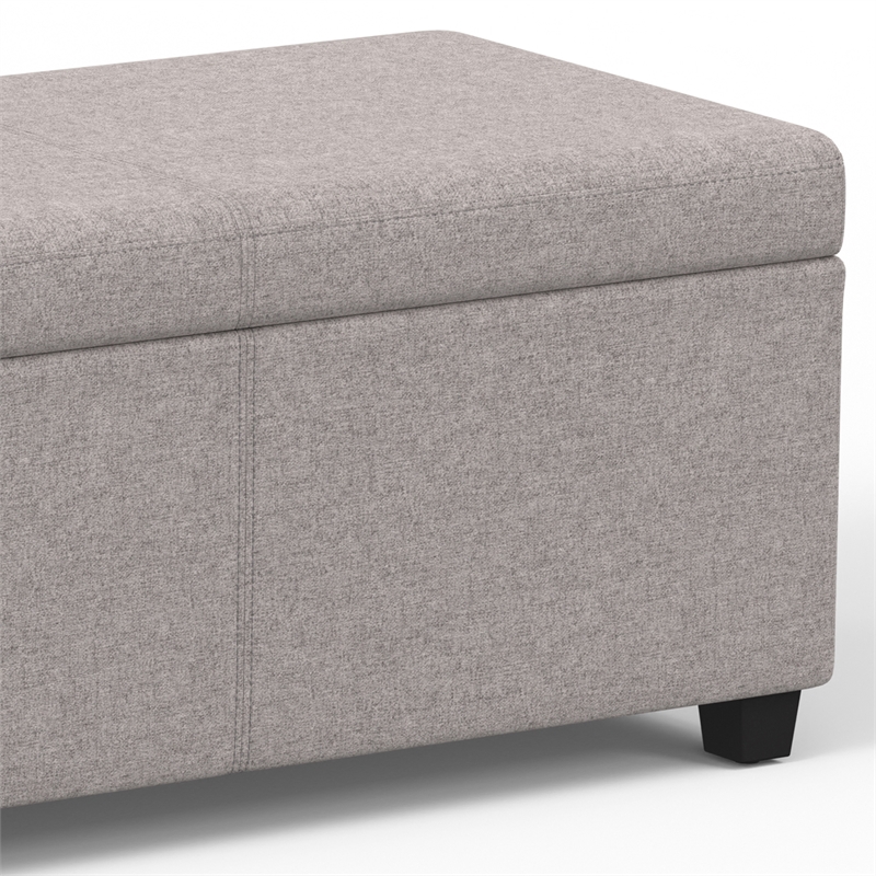 Simpli Home Avalon Contemporary Fabric & Wood Storage Ottoman Bench in Gray