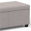 Simpli Home Avalon Contemporary Fabric & Wood Storage Ottoman Bench in Gray
