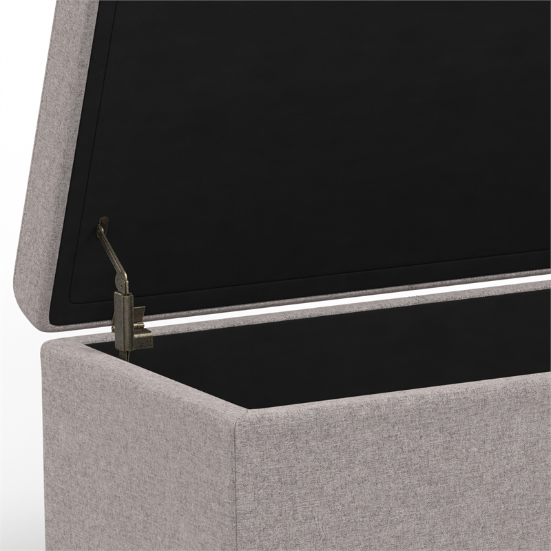 Simpli Home Avalon Contemporary Fabric & Wood Storage Ottoman Bench in Gray