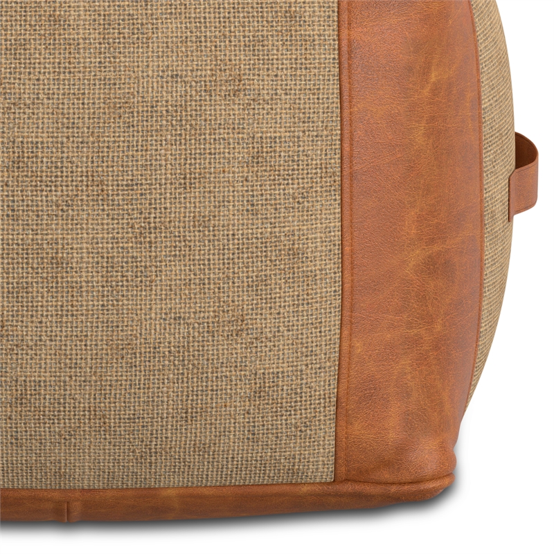 Atkinson Boho Square Pouf in Tan Genuine Leather