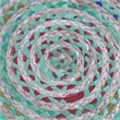 Margo Boho Round Pouf in Green Braided Jute