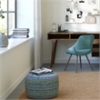 Margo Boho Round Pouf in Green Braided Jute