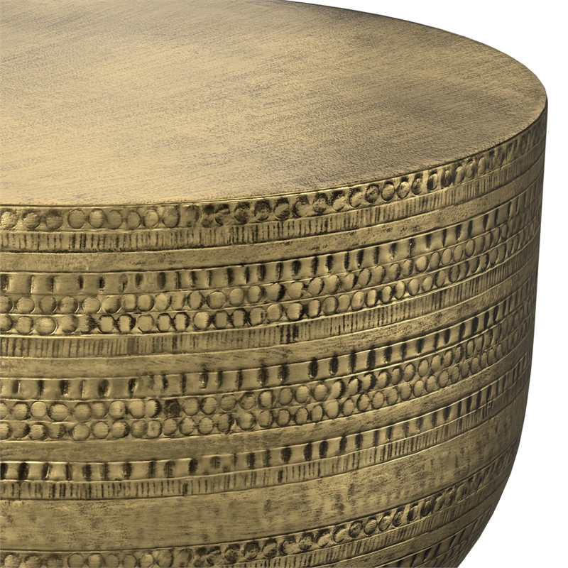 Johnsen 29.5 inch Wide Boho Metal Coffee Table in Antique Gold Iron & Assembled