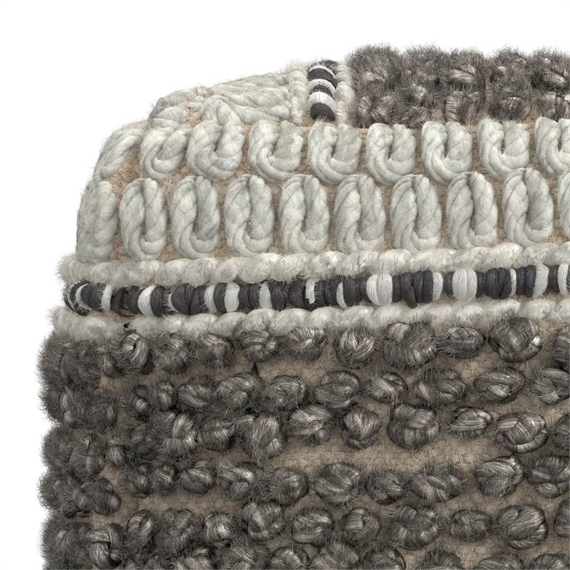 Grady Contemporary Square Pouf in Earth Tone Brown Handloom Woven