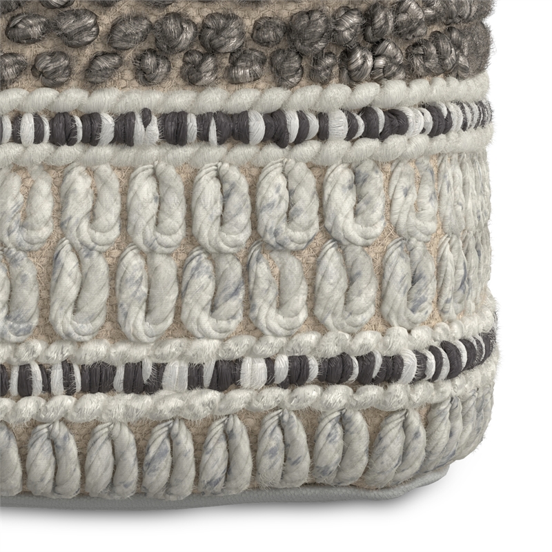 Grady Contemporary Square Pouf in Earth Tone Brown Handloom Woven