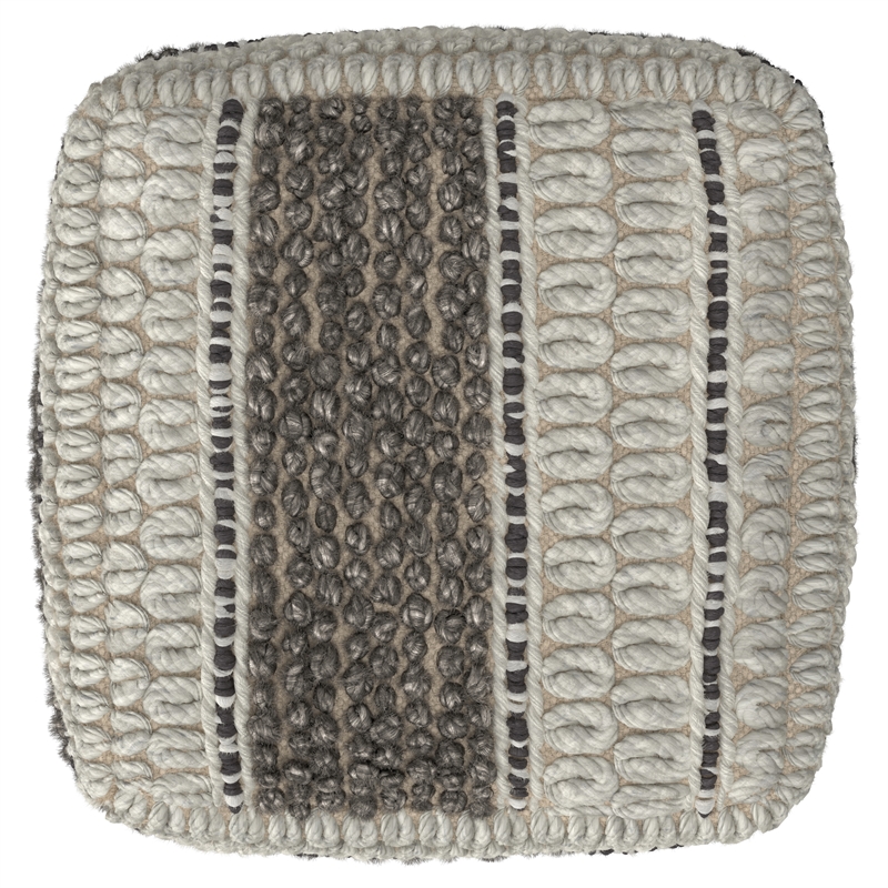 Grady Contemporary Square Pouf in Earth Tone Brown Handloom Woven