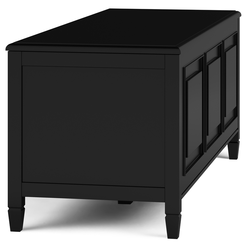 Connaught 51 inch Wide Solid Wood Traditional Storage Bench Trunk in Black