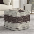 Grady Contemporary Square Pouf in Magenta and Natural Handloom Woven
