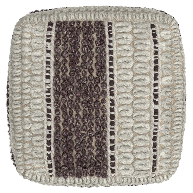 Grady Contemporary Square Pouf in Magenta and Natural Handloom Woven