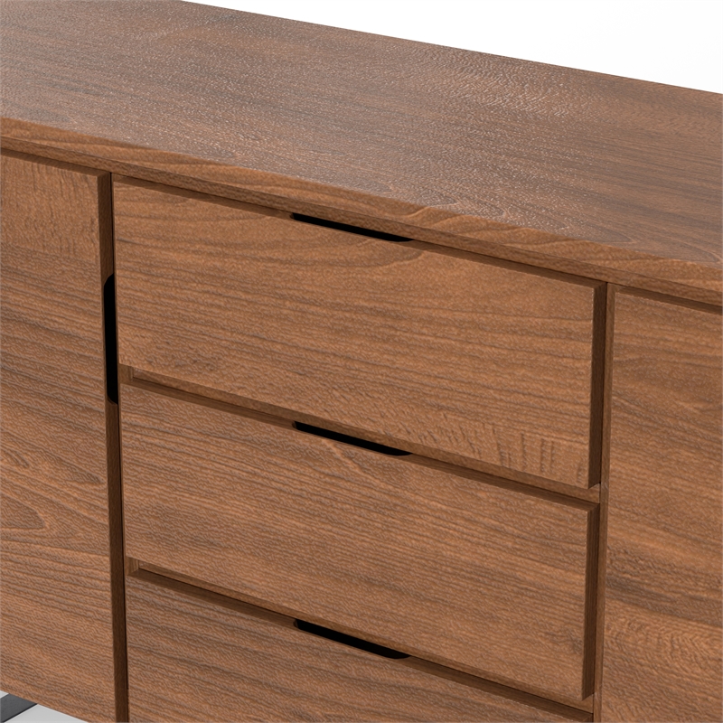 Lowry Metal 60 inch Wide Rectangle Modern Sideboard Buffet in Walnut Wood