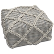 Cowan Contemporary Square Pouf in Gray and Natural Handloom Woven