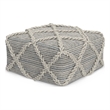 Cowan Contemporary Square Pouf in Gray and Natural Handloom Woven