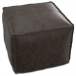 Sheffield Boho Square Pouf in Distressed Dark Brown Leather