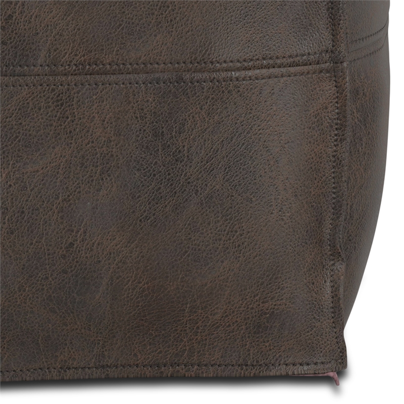 Sheffield Boho Square Pouf in Distressed Dark Brown Leather