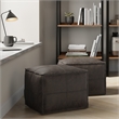 Sheffield Boho Square Pouf in Distressed Dark Brown Leather